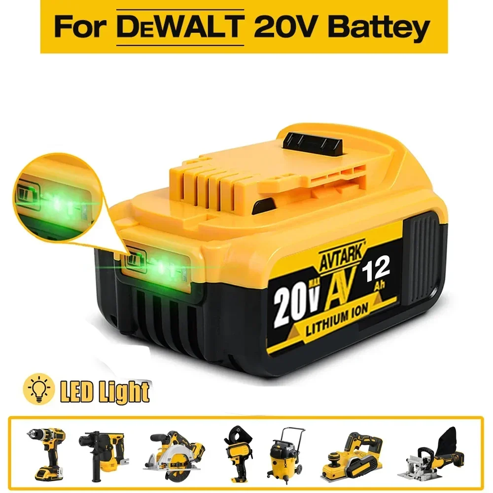 Imagem -02 - Bateria de Substituição de Lítio para Dewalt 20v 12000mah Dcb184 Dcb200 Dcb182 Dcb180 Dcb181 Dcb182 Dcb201 Dcb20