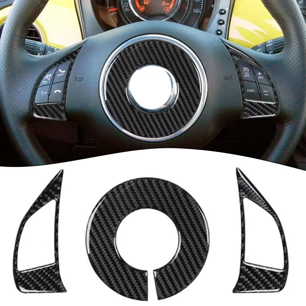 3Pcs Steering Wheel Accent Cover Trim Carbon Fiber Interior Moulding Sticker For 2012-15 Interior Accessories