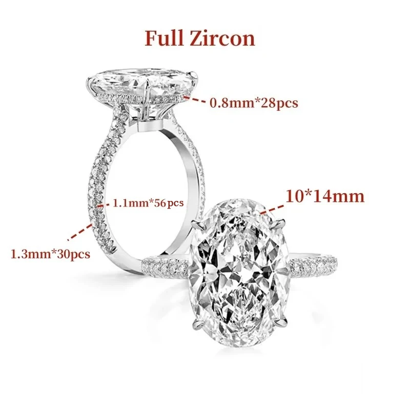 GXTRS Luxe 8CT Oval Cut Volledige Moissanite Ring S925 Zilver Voor Vrouwen Fonkelende Lab Diamond Wedding Band Fijne Sieraden Certificaat