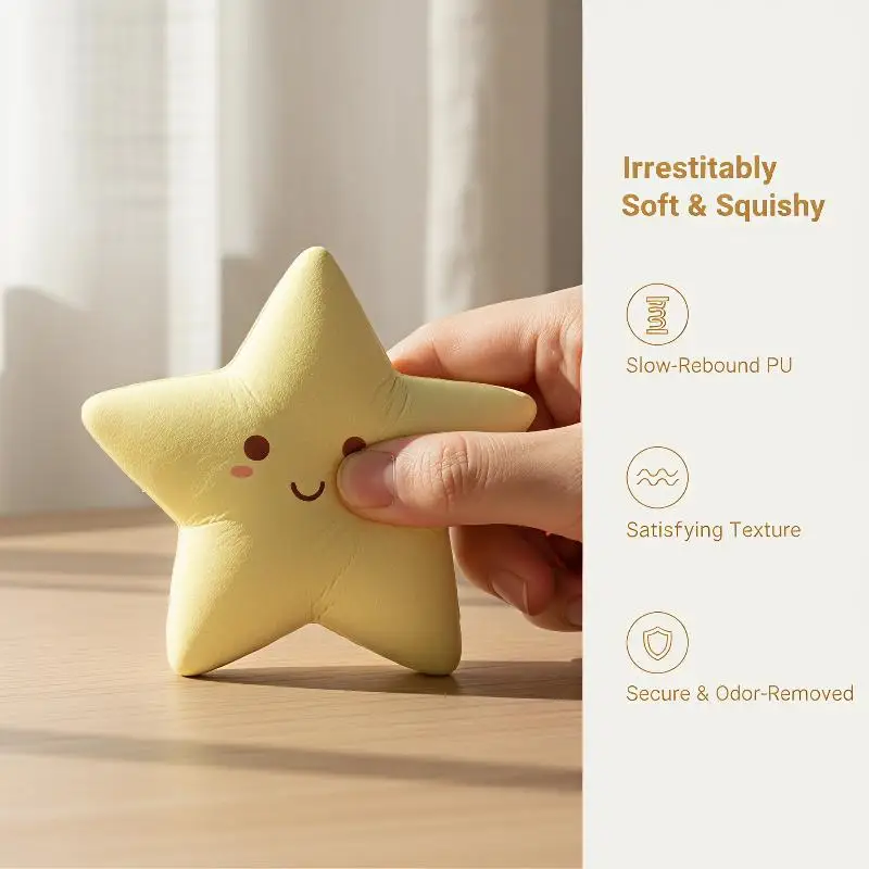 Cute Milky Scent Star Squeeze Toy Soft Wet Slow Rising  Toy for Stress Relief School Student Anxiety Release