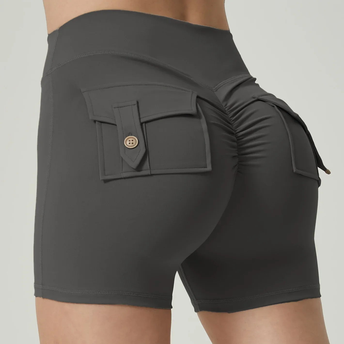 Women Pocket Shorts Scrunch Butt Workout Cargo Shorts High Waist Yoga Booty Lifting Charm Gym Yoga Pants