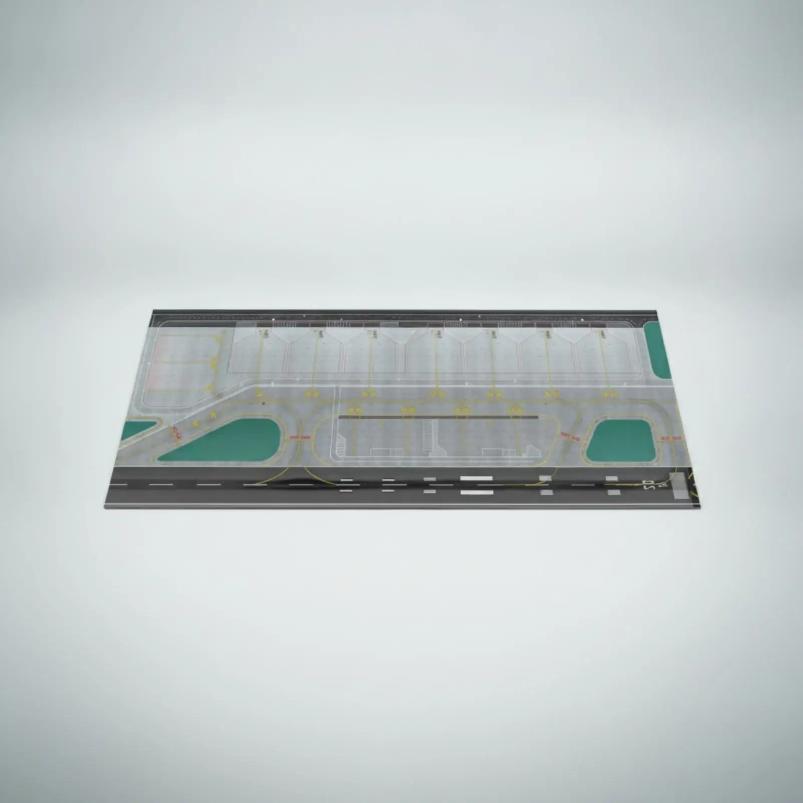 Realistic Model Airport Runway Diagram Paper Mat for Desk Setup and Custom Exhibit Diorama
