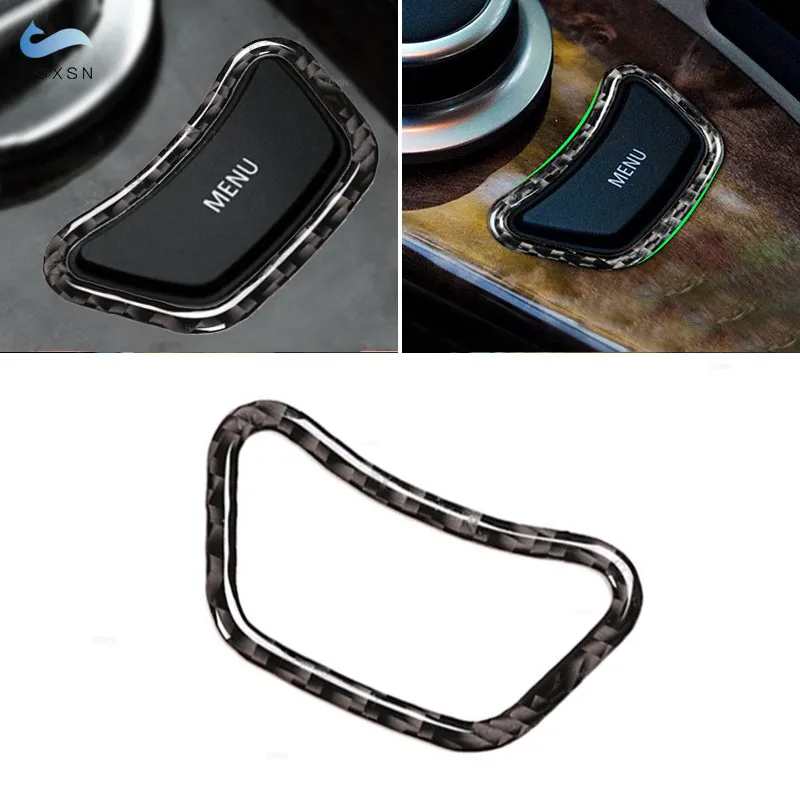 For BMW 5 Series E60 E61 2004 2005 2006 2007 2008 2009 2010 Soft Carbon Fiber Car Center Control MENU Button Frame Cover Trim