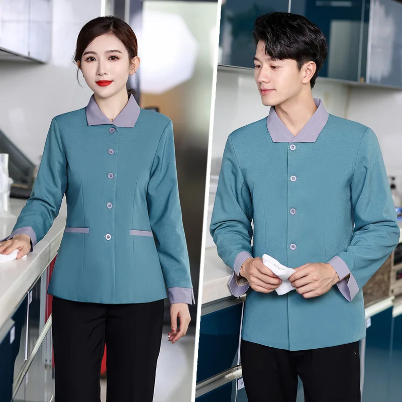 Property Hospital Cleaning Work Clothes Long Sleeve Men and Women Hotel Guest Room Housekeeping Mall Cleaner Aunt Large Size Aut