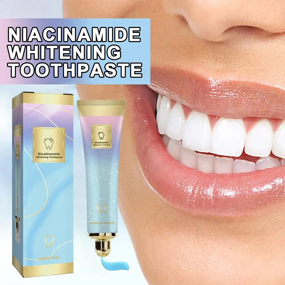 2 pezzi Niacinamide dentifricio sbiancante pulizia orale pulizia dei denti illumina i denti cura dei denti alito rinfrescante dentifricio 100g