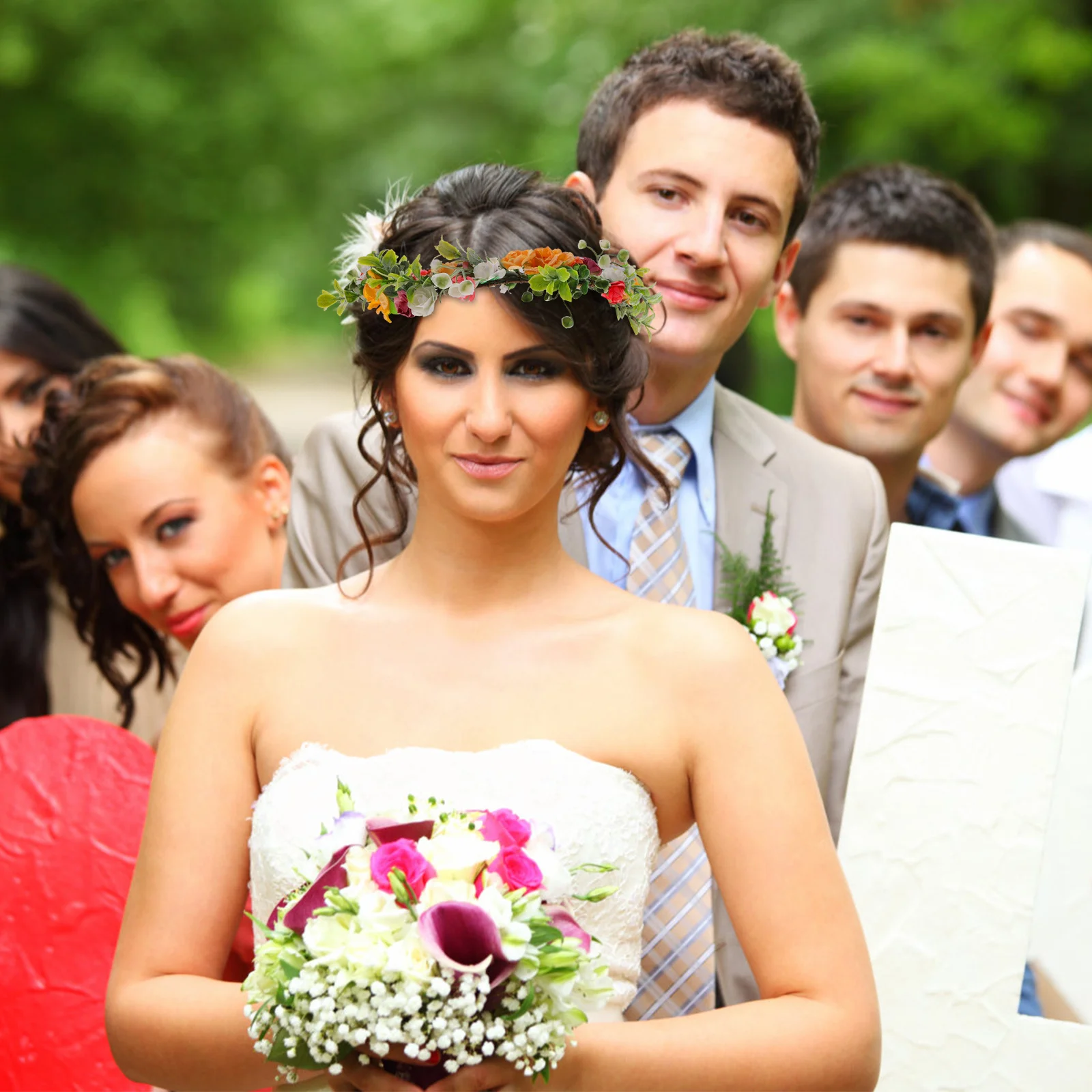 

Floral Rose Headband Cloth Simulation Bridal Garland Headwear Wedding Bride Hair Decoration Floral Rose Headband