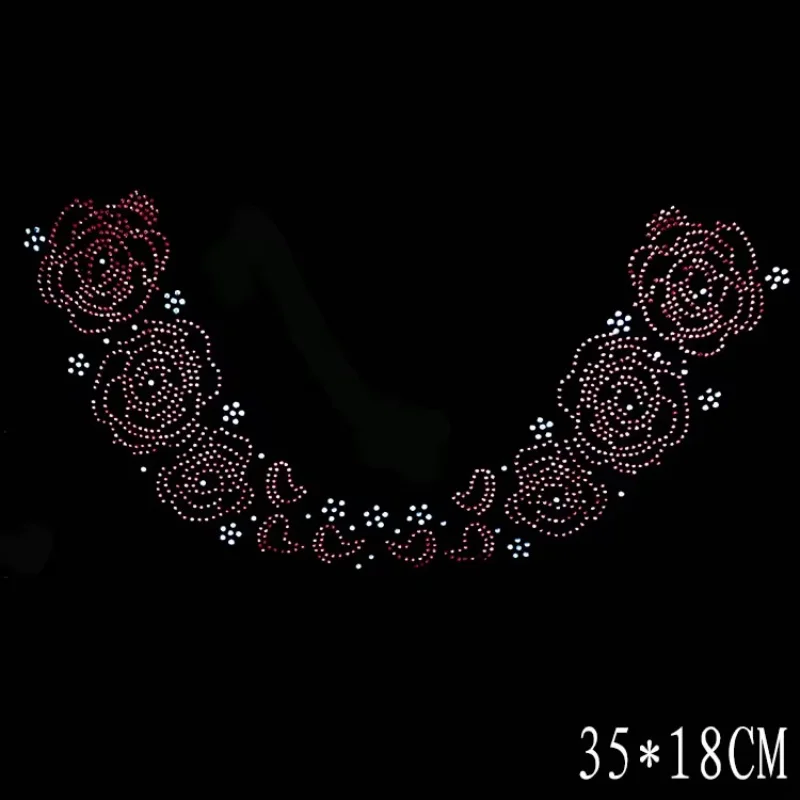 

neckline flower Hot fix rhinstonne motif iron on crystal transfers design iron on clothes decor rhinestone applique