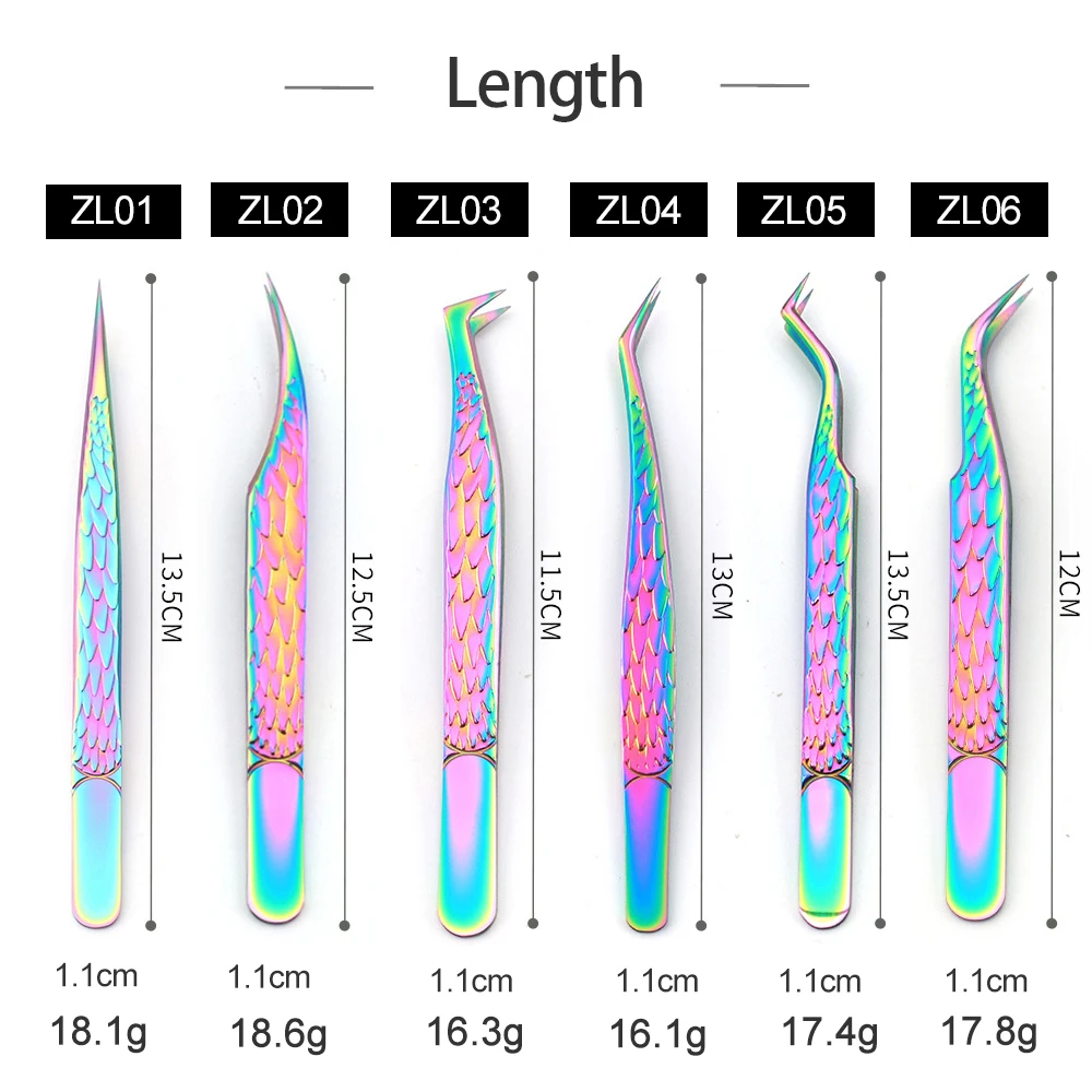 Pinzette per ciglia finte pinzette per estensione ciglia antistatiche ad alta precisione in acciaio inossidabile colorato strumenti per il trucco