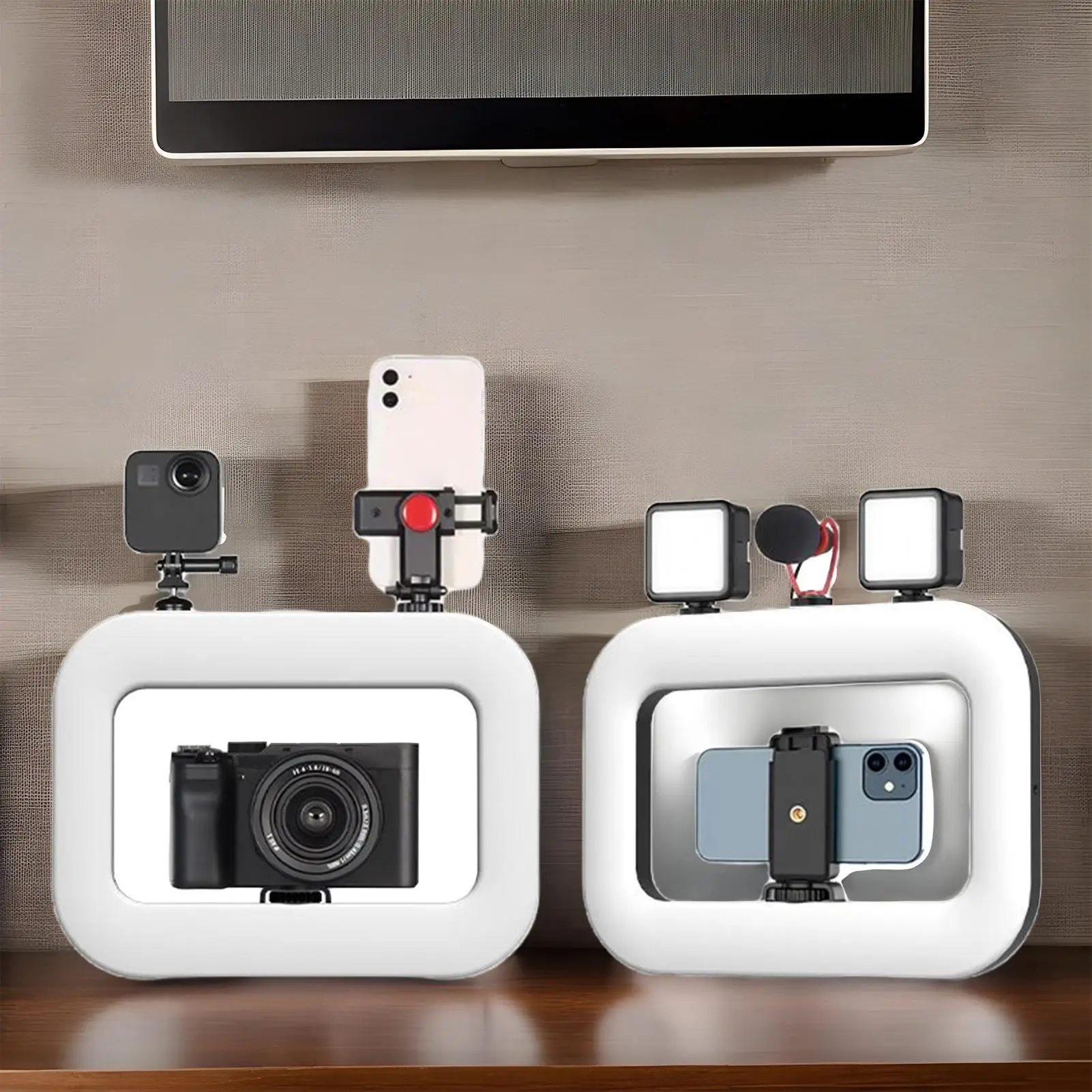 Ring Licht Für Telefon Handheld Stabilisator Kamera Füllen Lampe Anti-Shake Selfie Quadratischen Ring Licht Für Schönheit Make-Up Innen und