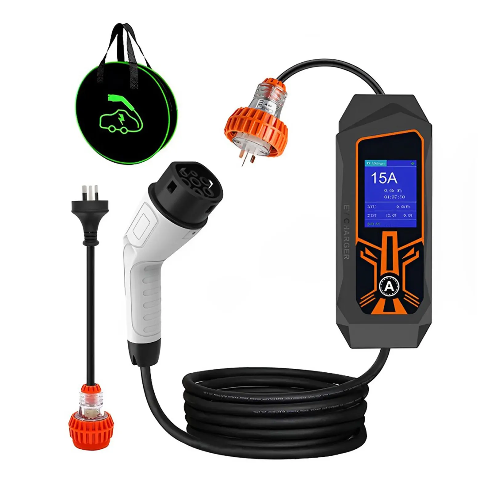 

Зарядное устройство для электромобилей Type-2, зарядное устройство для электромобилей 250 В, портативное зарядное устройство для электромобиля/PHEV с кабелем 5 м, 15 А/3,5 кВт, AU