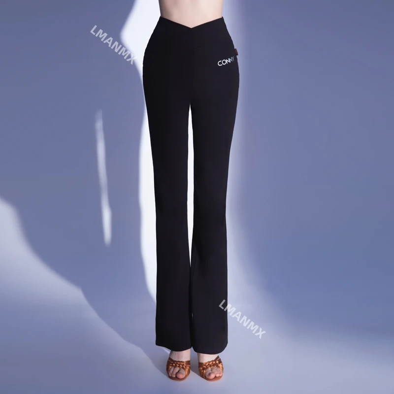 

New dance pants for women in Latin dance, training pants for Chinese dance, high waist, loose fit, micro trumpet black