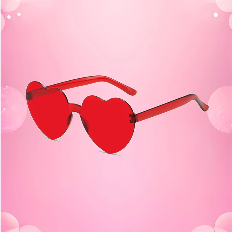 2024 New Love Sunglasses Jelly Color Frameless Heart-shaped Sunglasses Dazzling Color Sunglasses