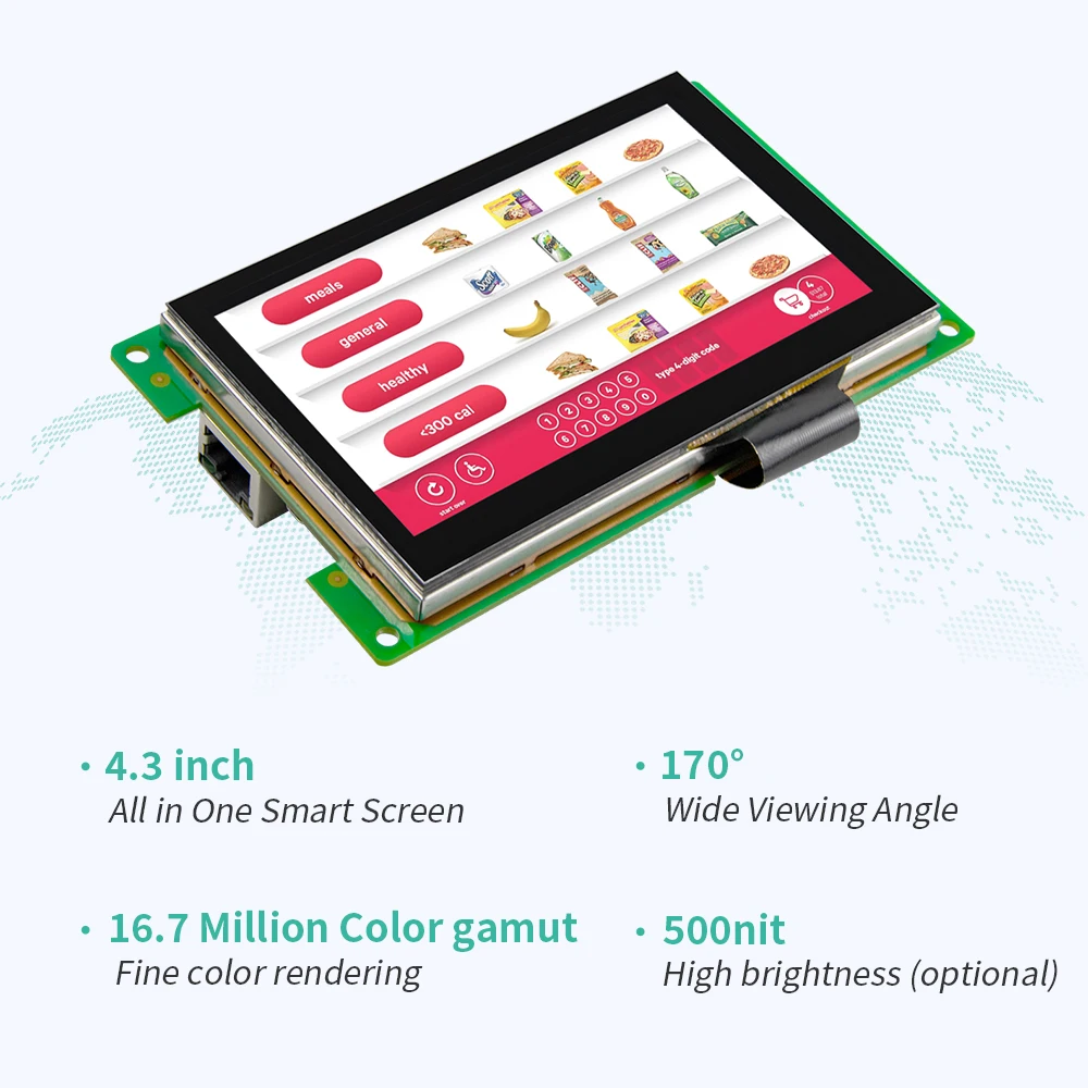 IXHUB-sistema Linux Ubuntu integrado, módulo LCD USB, WIFI, Ethernet, RTC y RS232 TTL RS485 para Pila de carga, 4,3 pulgadas, Android 10