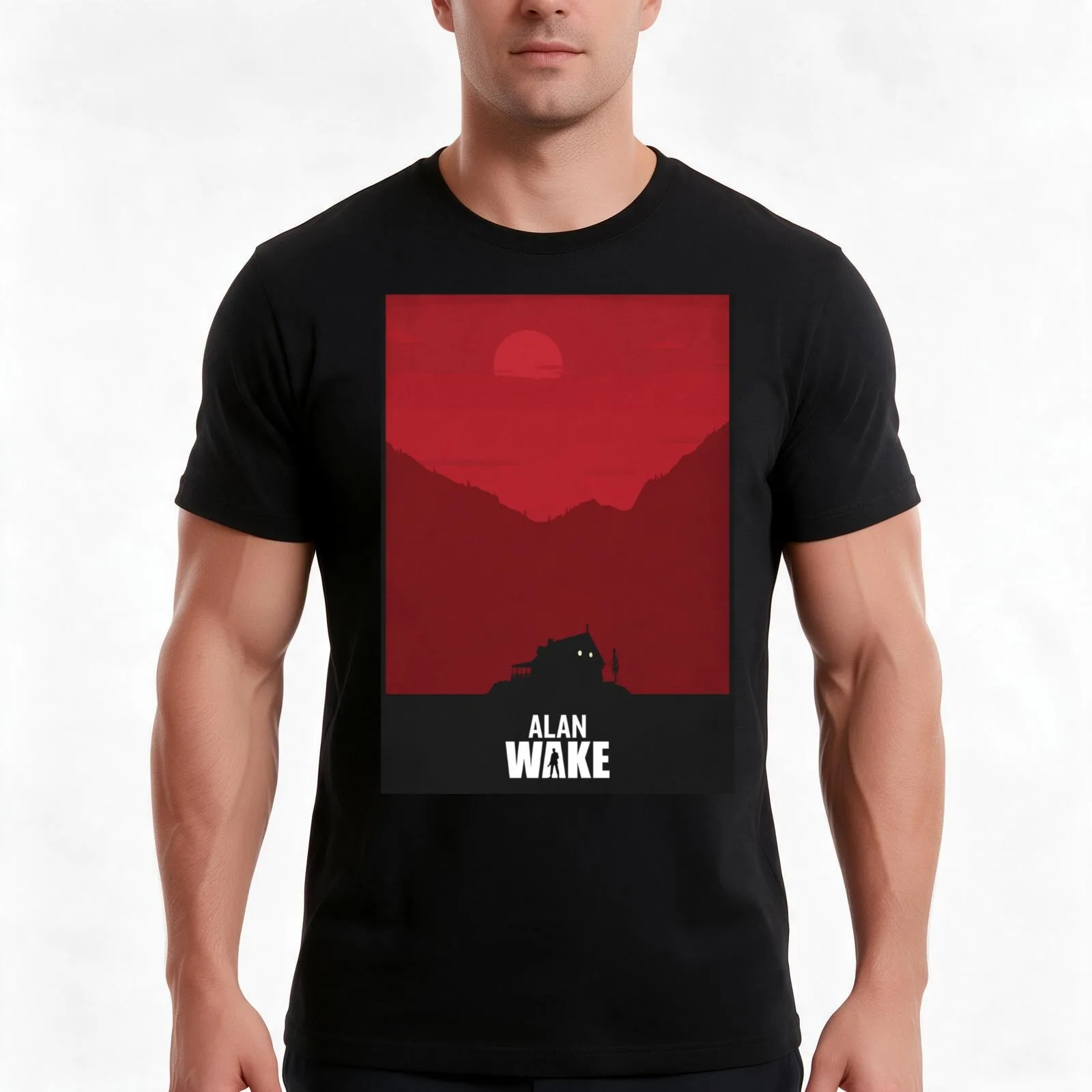 Alan Wake 2 T-Shirt, Summer Casual Cotton Tee, Oversized Streetwear Tops, Vintage Graphic Print, Loose Fit Short Sleeve