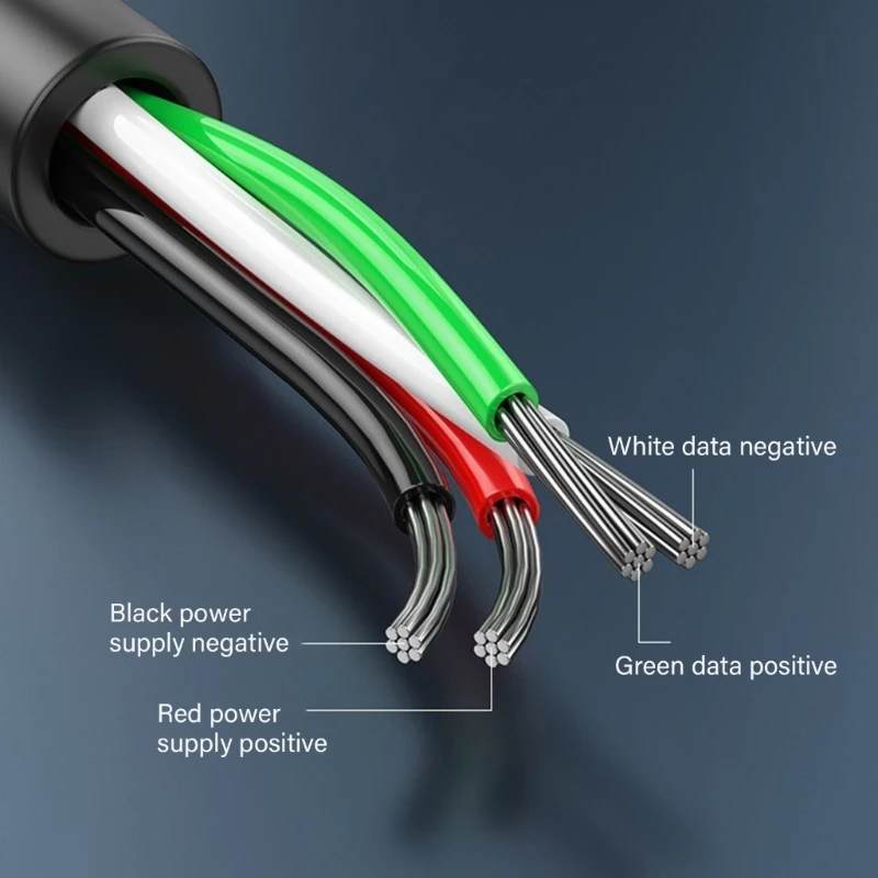 Y1UB USB 2.0 4핀 베어 와이어 오픈 엔드 와이어 USB 수 플러그 4핀 피그테일 전원