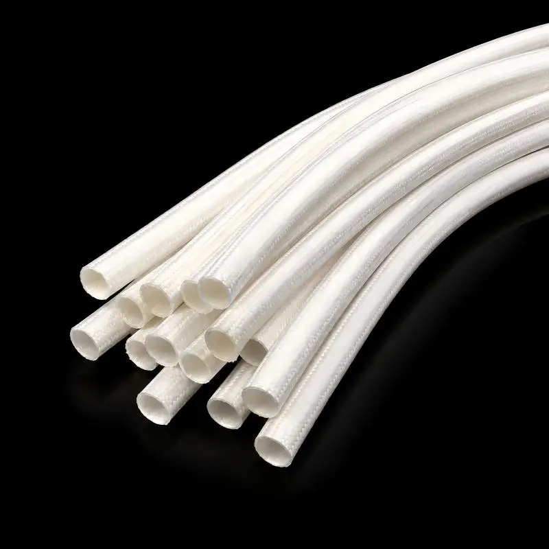 Fiberglass Braided Sleeve Silicone Tube ID 1-12mm Pipe High temp Heat Resistant Flame Retardant Insulated Sleeving for Wiring