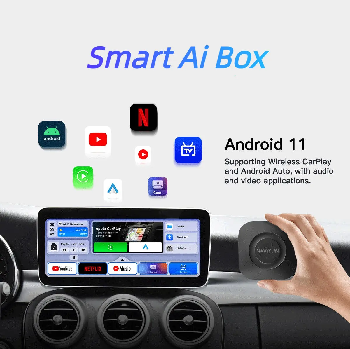 CarPlay Ai Box Android 13 Wireless CarPlay Android Auto Adapter 4G LTE GPS Bluetooth WiFi For YouTube Netflix TV Box