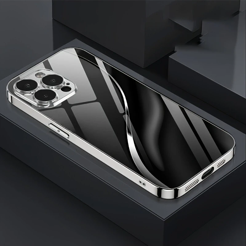Luksusowe, nowe, galwanizowane szklane etui na telefon dla profesjonalistów, pasujące do iPhone 17/16/15/14/13/12/11, itp. — zdjęcie produktu 3