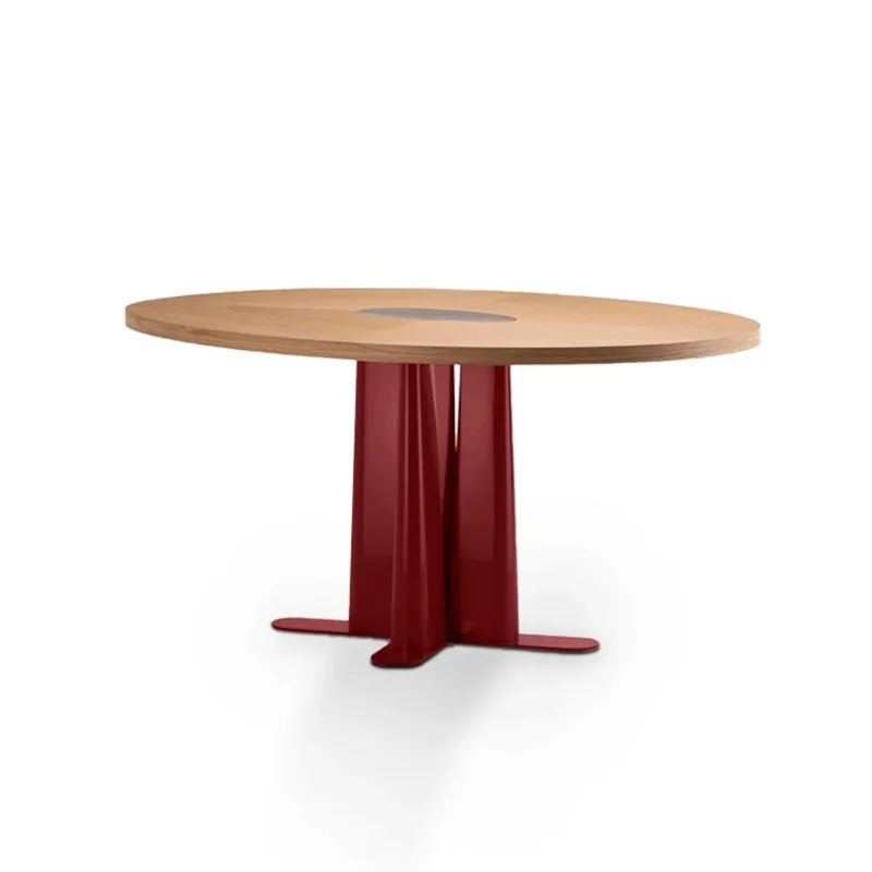 

Italian style, round dining table, modern simple small apartment, solid wood, dining table French style