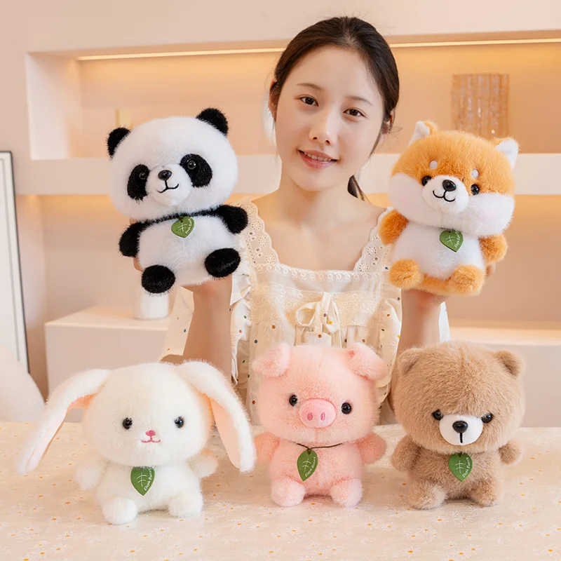 15cm Cartoon Soft Badge Animal Plush Doll Panda Corgi Rabbit Pig Bear Plush Toy Home Tabletop Decoration Gift For Children
