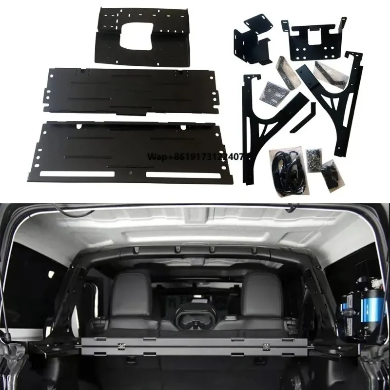 

Black Aluminum Alloy Rear Trunk Foldable Storage Rack Tailgate Table Bracket for wrangler JL 2018+ JL1167