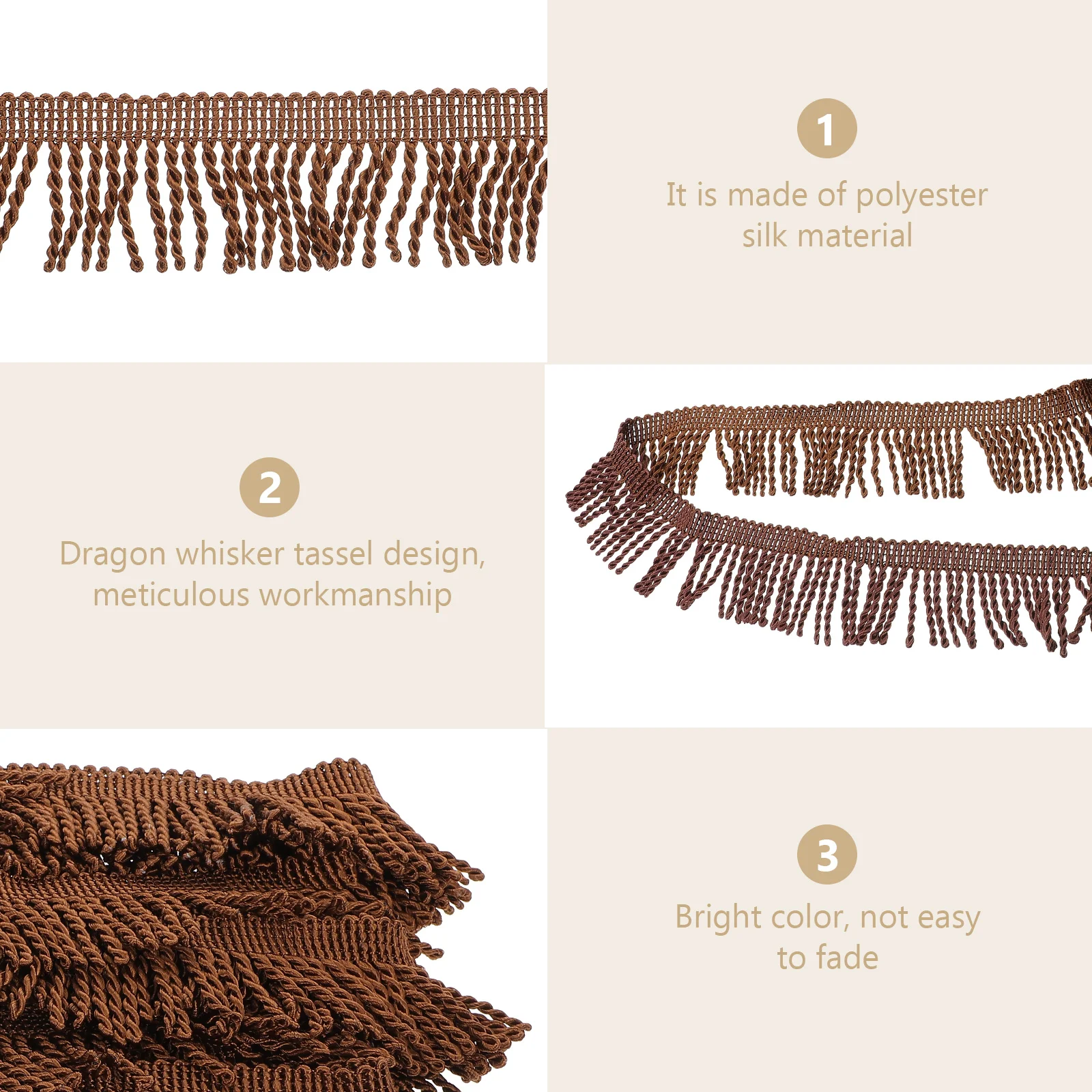 

1 Roll Fringed Trim Tassel Edging Sophisticated DIY Sewing Material for Curtain Decorative Curtain Tassel Fringed Trim