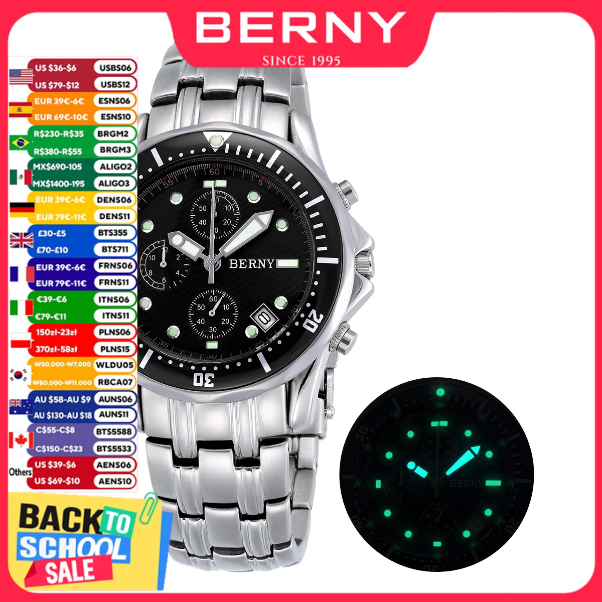 Top Quarzuhr für Männer Leuchtende Luxusmarke Kalender Edelstahl OS10 Move Wasserdicht Mode Herren Quarz Armbanduhren