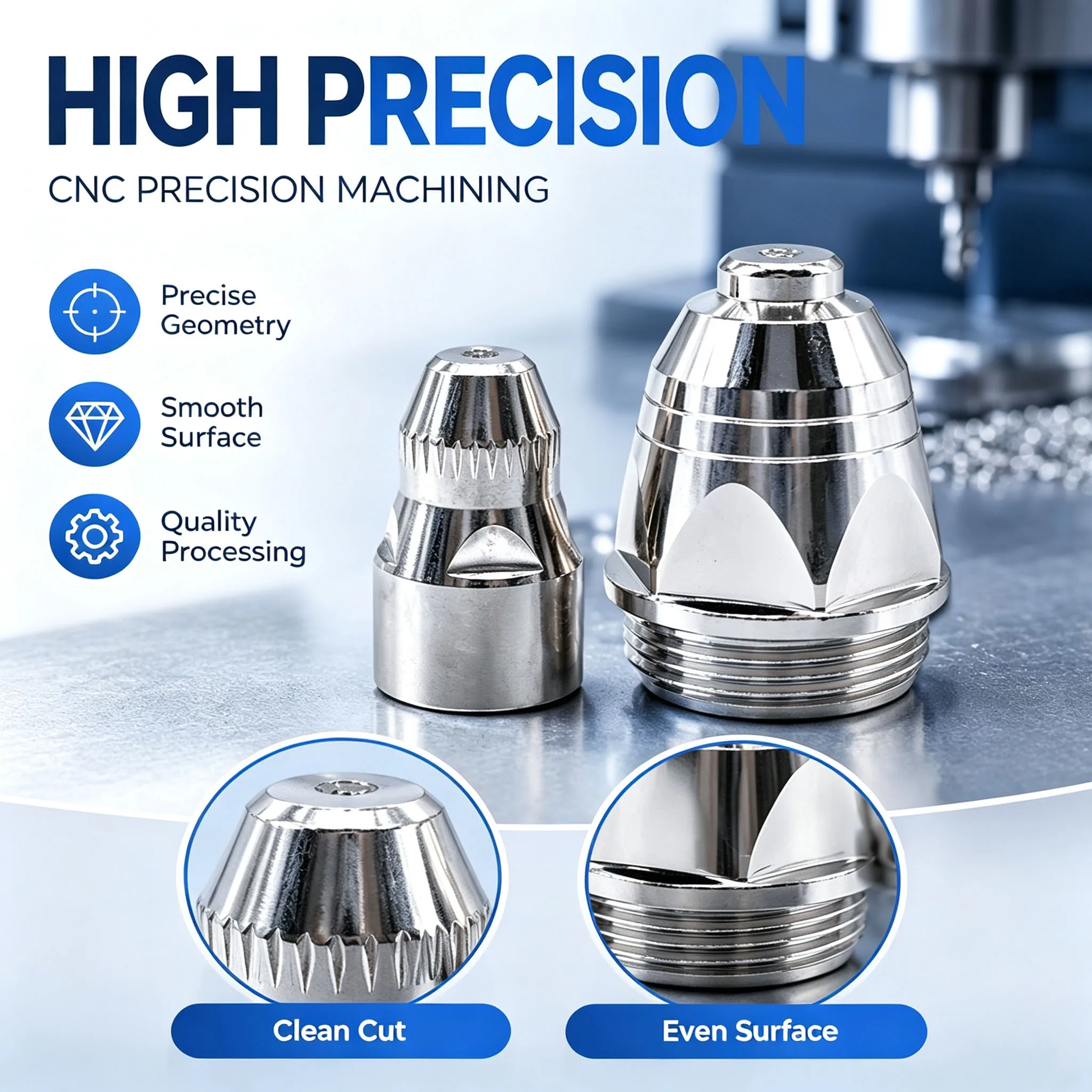 1Set P80A Plasma Cutting Nozzle & Electrode Kit – Hafnium Electrode + Copper Nozzle