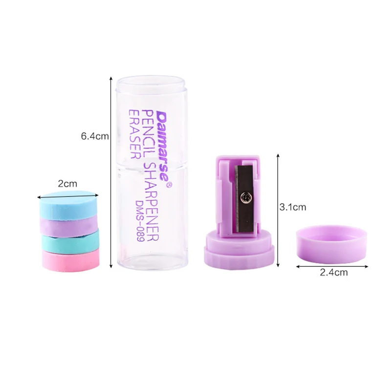 かわいいキャンディーカラー鉛筆削り、カワイイ消しゴム、学用品に戻る、4個、1個、2個