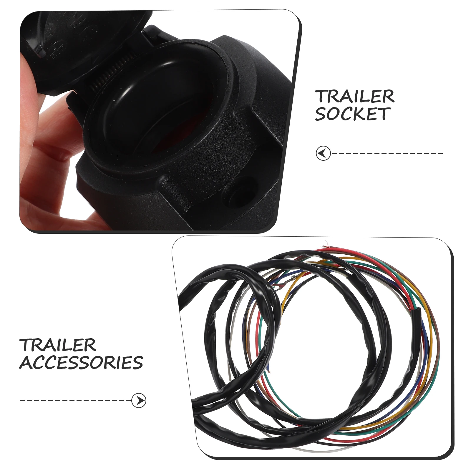 

7 Pin Trailer Socket Adapter European Style ABS Plastic 1.5m Flat Cable Wiring Harness Connector for RV Bike Trailer