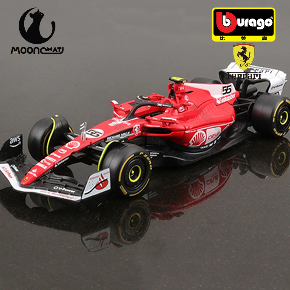 Bburago 1:43 Ferrari SF-23 Las Vegas 55# Sainz 16# Leclerc Monza Livery 16# Formula One With Hardcover F1 Alloy Car Collection