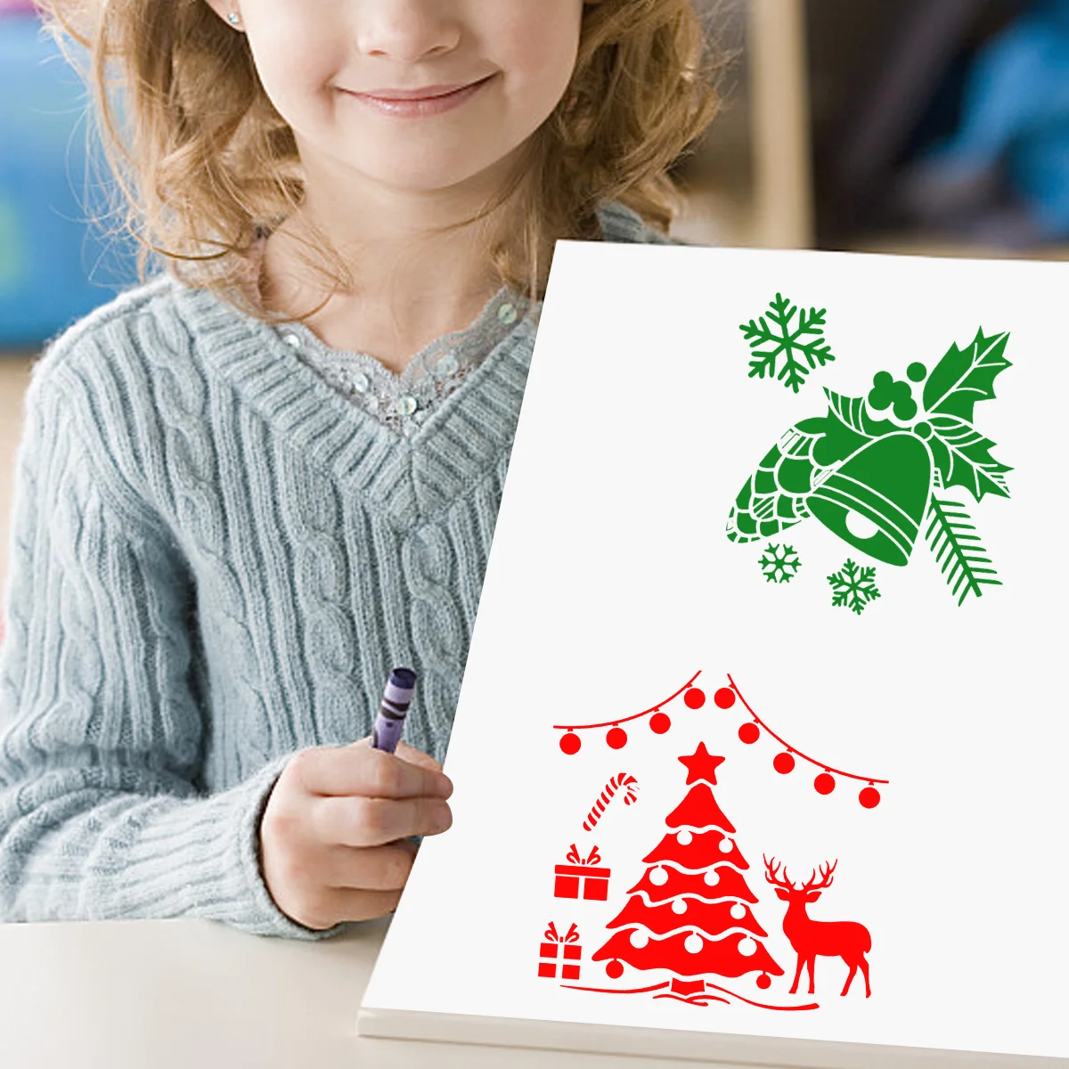 12 Sheets Reusable Stencil Template Christmas Painting for Craft Child Stencils