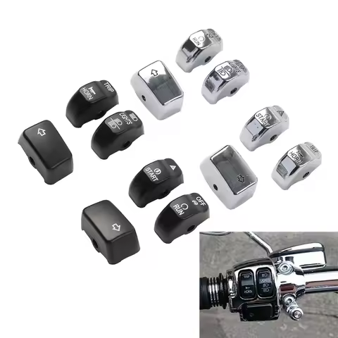6Pcs ABS Plastic Handlebar Control Switch Cap Menu Button Cover Black/Chrome For Harley Dyna Softail Sportster Iron 883 1200