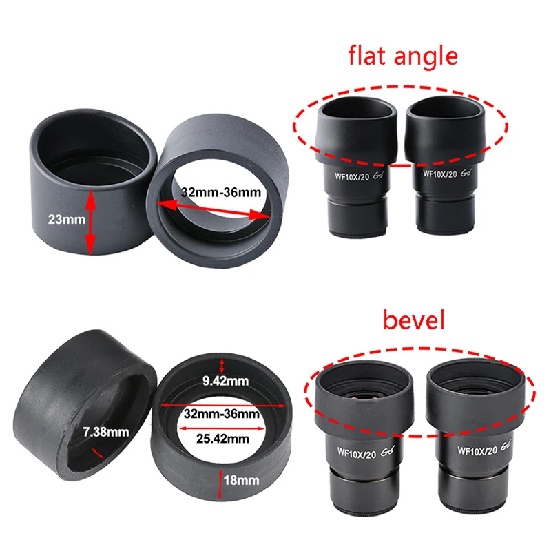 Couvercle d'oculaire en caoutchouc de 32 à 36MM de diamètre, 2 pièces, Protection des yeux, Microscope stéréo, télescope monoculaire binoculaire
