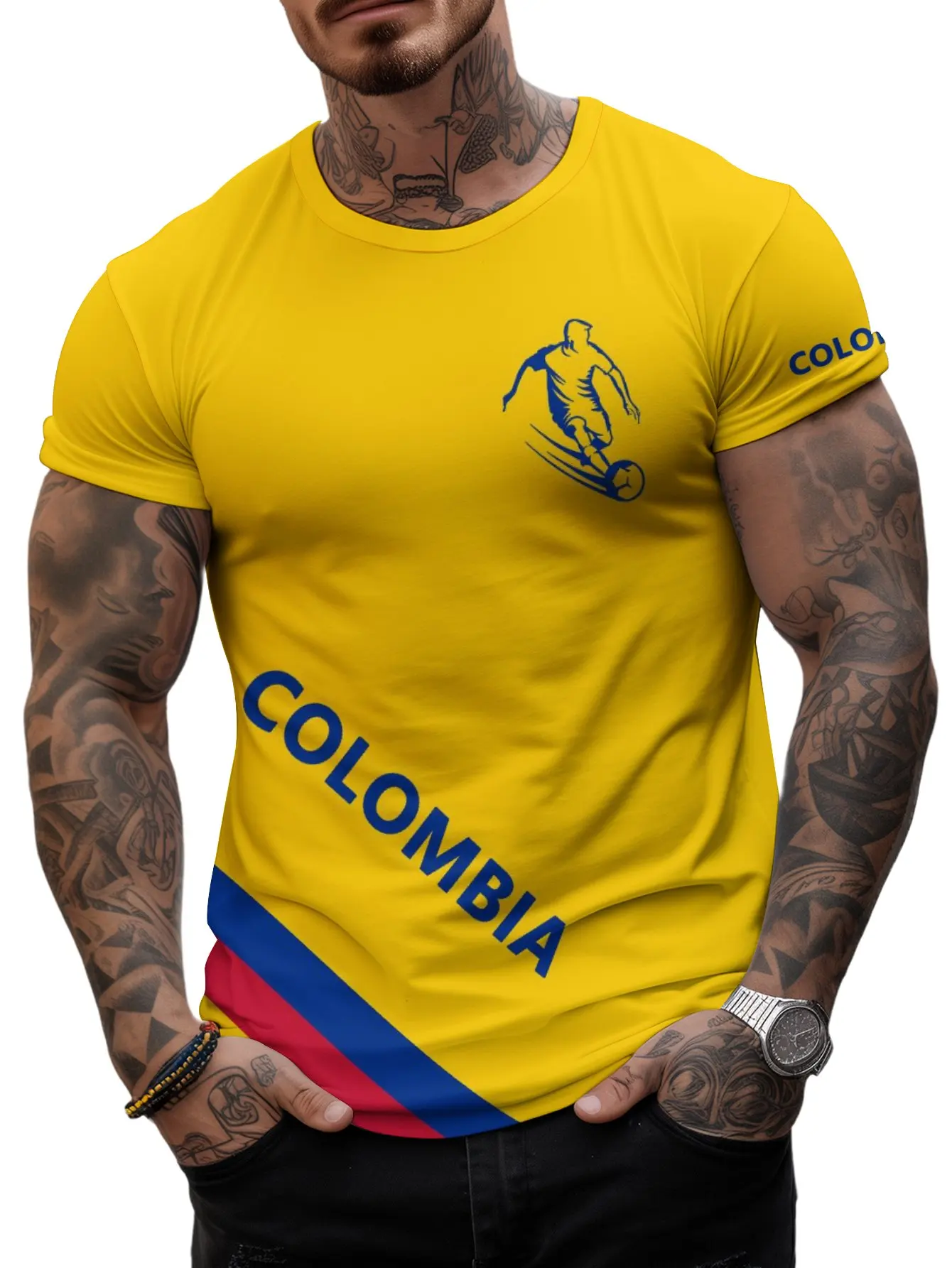 Colombia Soccer Football Jersey Sport Men\'s T-shirt 2024 Short Sleeve Oversized Clothing Graphic Casual Fashion Tops T Shirt