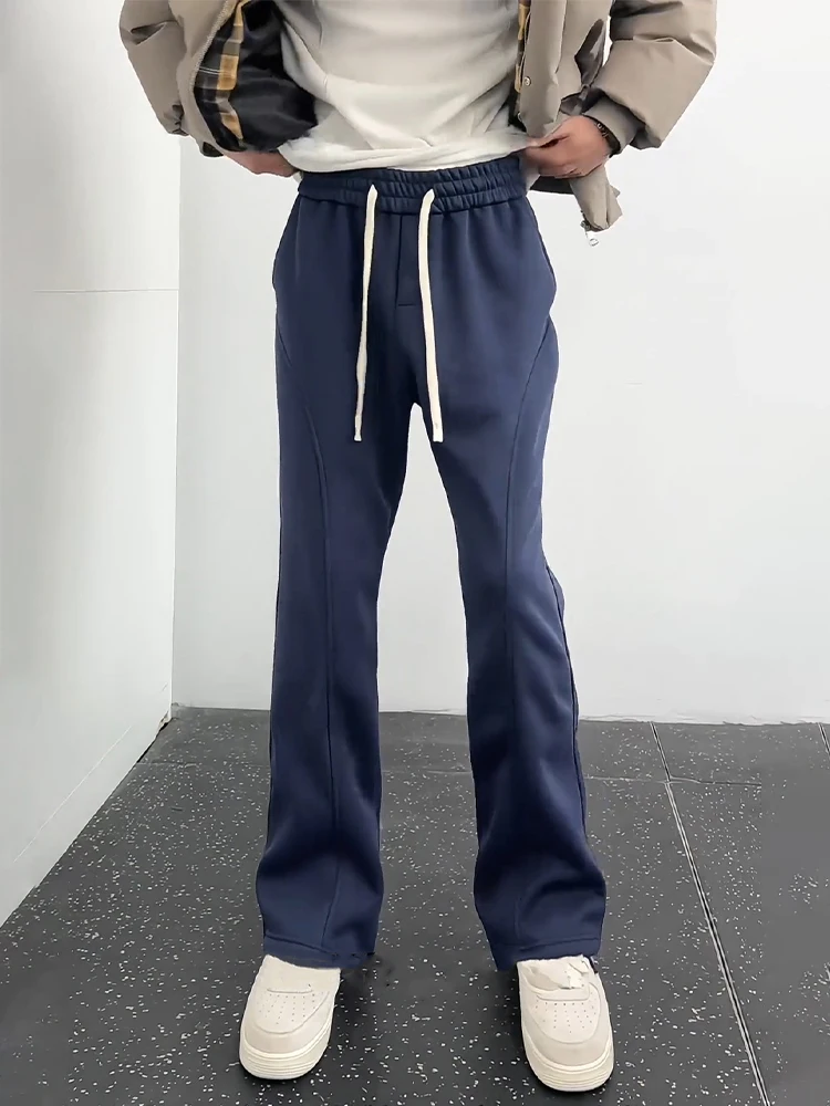 

k Blue Bell Boted Trousers Men's Autumn Winter Straight Leg Fce Lined Pants Lengthening Leg Effect Casual Trousers