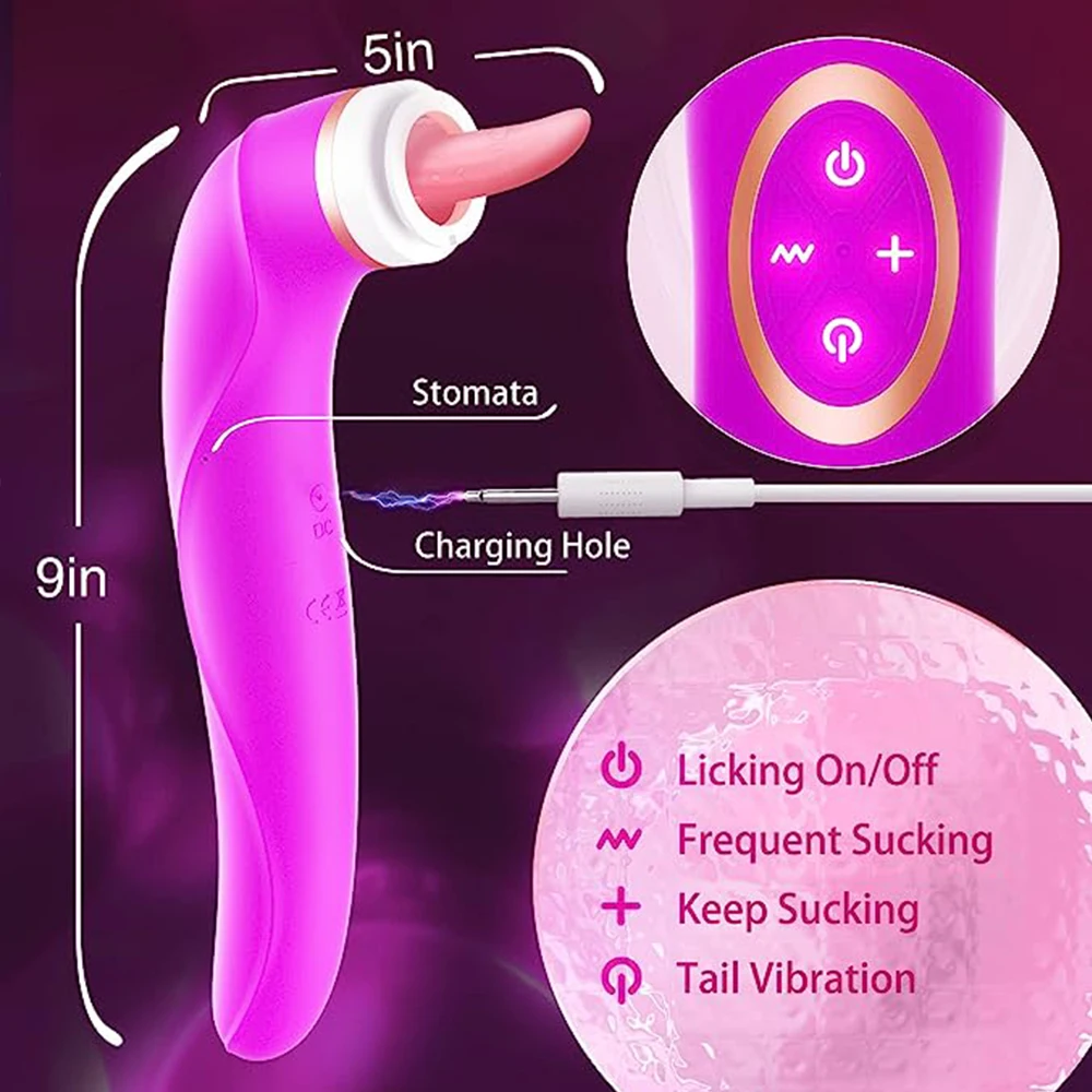 Realistic Pussy Sucking Dildo Vibrator Sex Toys for Woman Masturbator Licking Tongue Clitoris Stimulator Breast Nipple Pump Toys