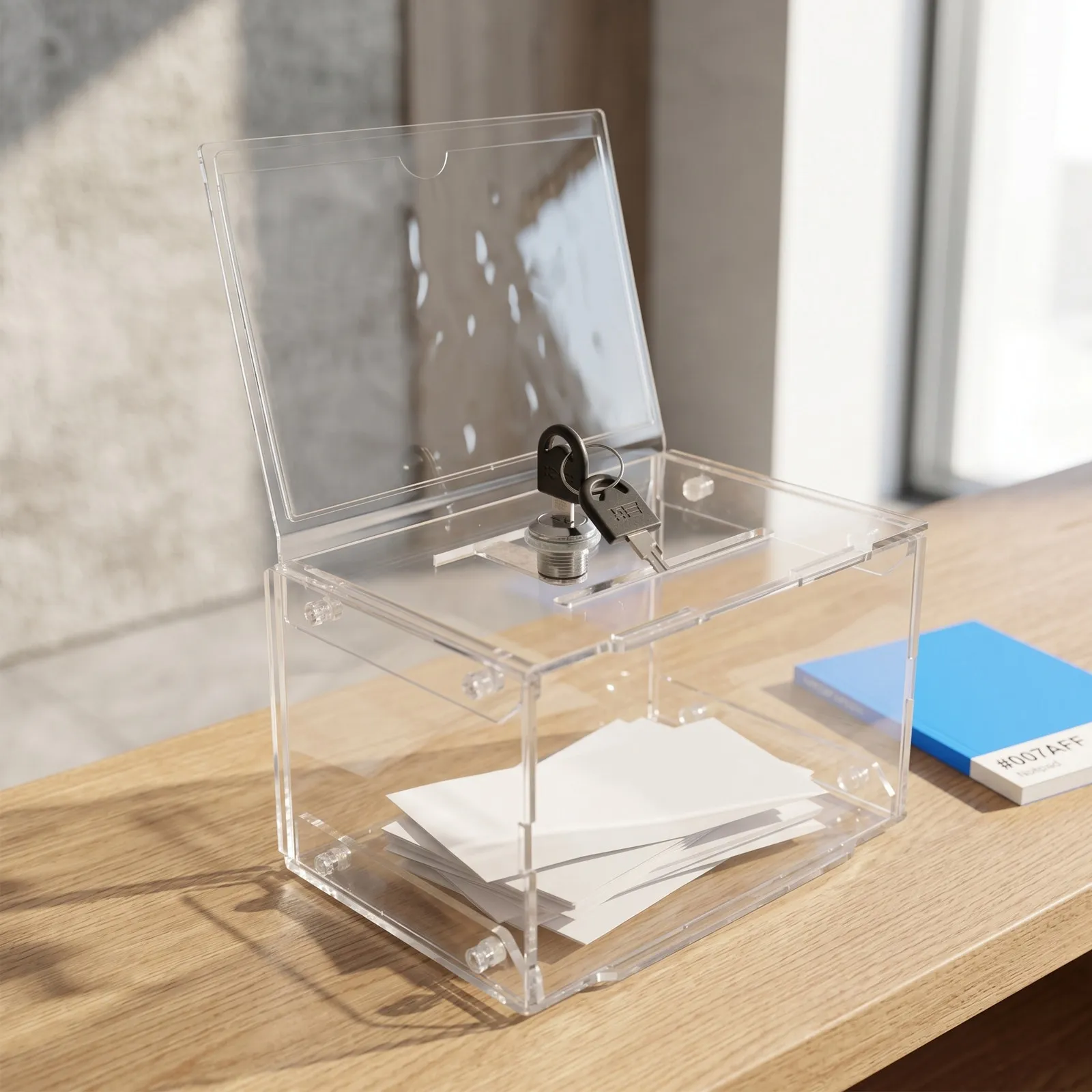 Clear Acrylic Ballot Slot 9x6x6 Transparent Donation Collection Suggestion Raffle Money Office Event Use