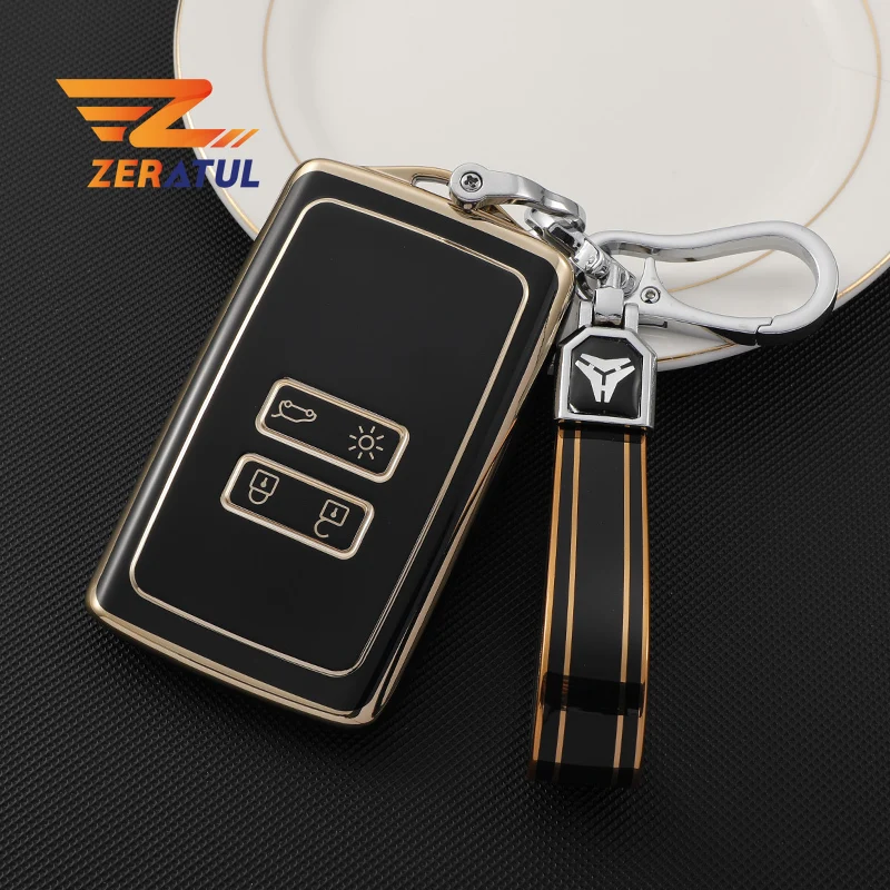 For Renault Koleos Kadjar Captur Megane Talisman Espace Clio Zoe Scenic 4 Arkana Dacia Sandero Car Key Cover Case Keychain