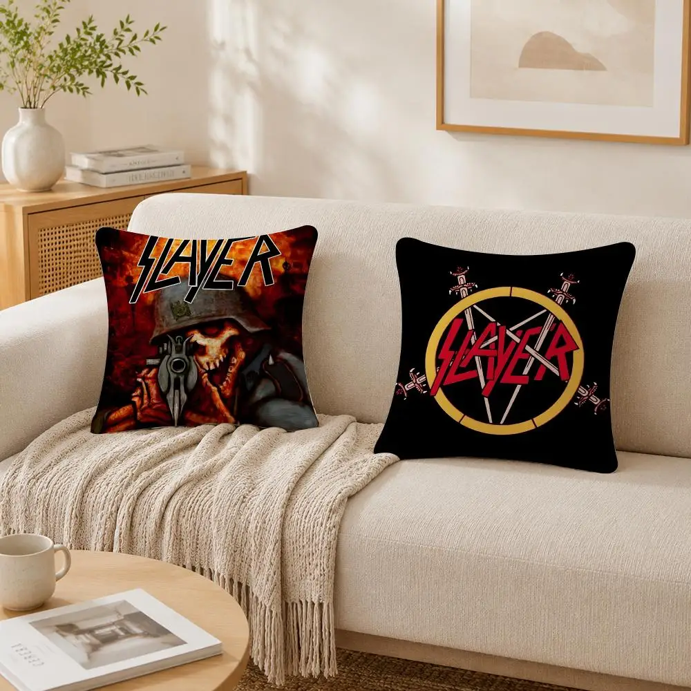 Classic Band S-Slayer Cushion Cover Plush Decorative Pillow Case With Hidden Zipper Cutecore Room Decor For Home