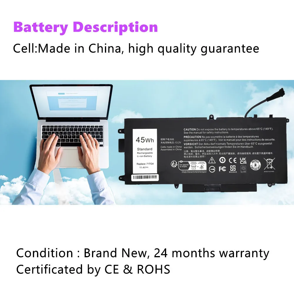 Laptop Battery For Dell Latitude 5289 E5289 7390 7389 2-in-1 L3180 71TG4 725KY CFX97 K5XWW