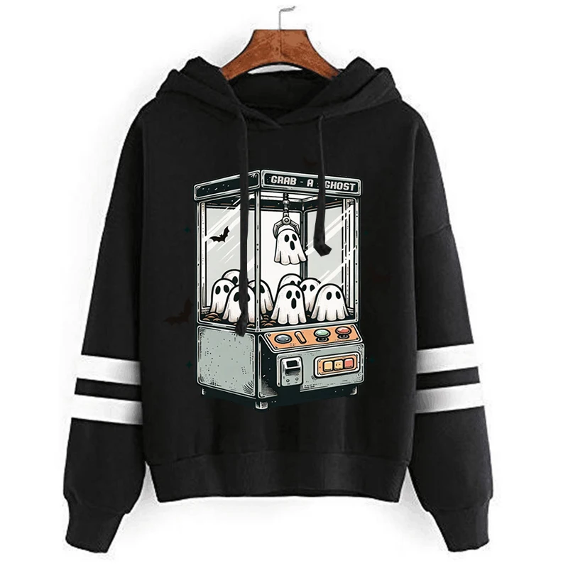 Women\'s New Halloween Hoodies Cute Cartoon Halloween Ghost Vending Machine Graphics Hooded Autumn Long Sleeve Fleece Sweatshirts