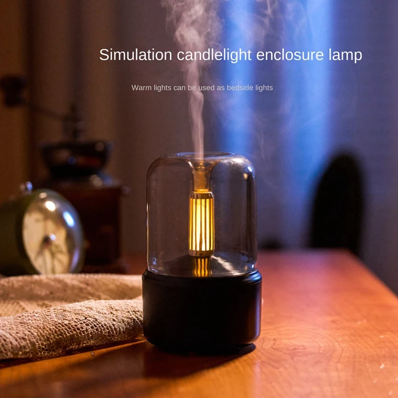 120Ml Simulated Candlelight Mini Air Purification Humidifier Plugged In For Use For Bedroom Home