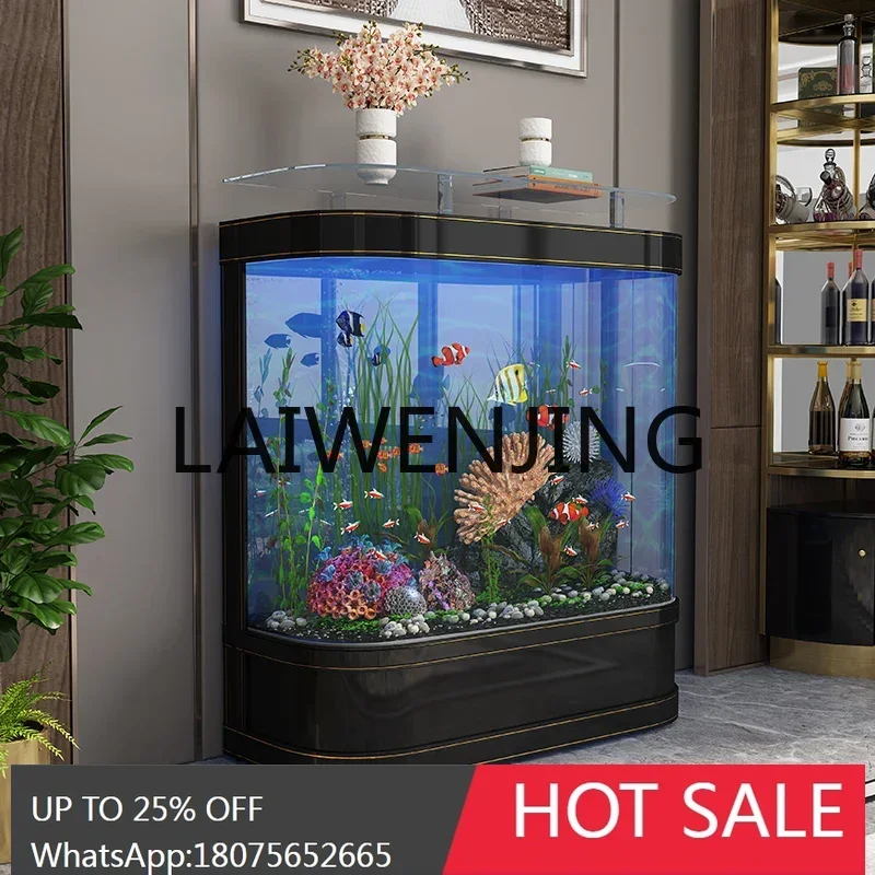Light Luxury Fish Tank Living Room Home round Floor Aquarium Large Glass Back Filter Ecological Fish Tank