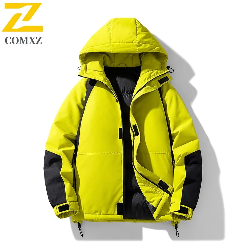 

2025 Winter New Cotton Jacket Mens and Womens Fashion Color Blocked Design Warm Coat Japanese Hooded Cotton Coat Mens Clothing