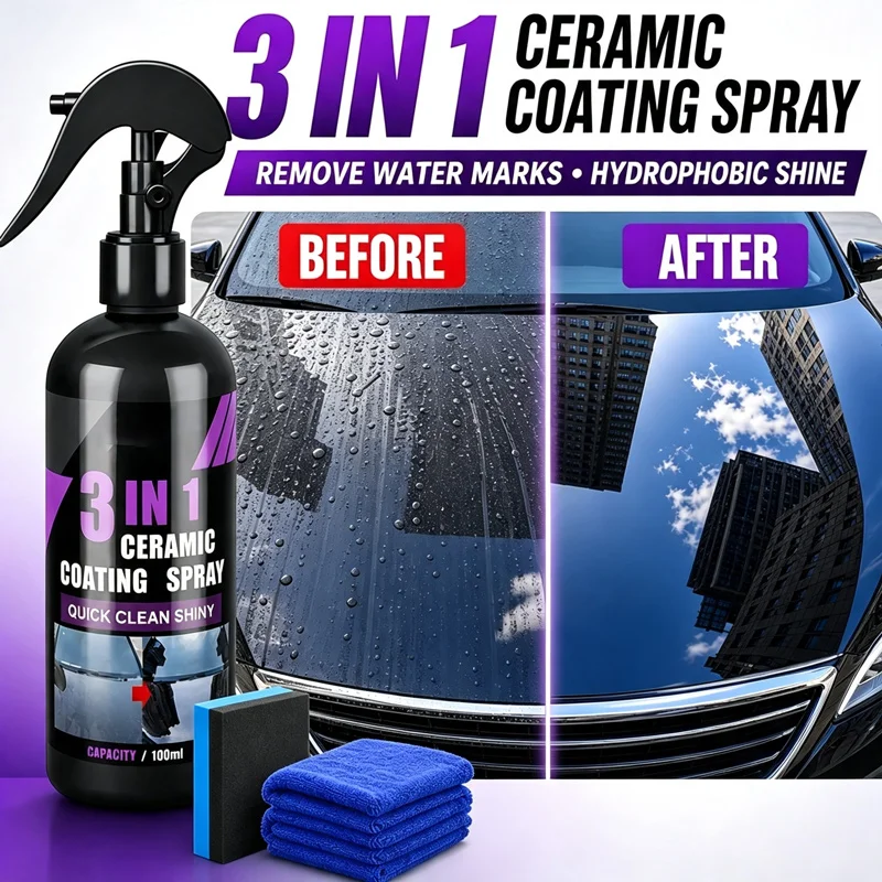 3 In 1 Car Ceramic Nano Liquid Coating Easy Wipe Hydrophobic Coating Anti Scratch Oxidation Auto Exterior Paint Care Product