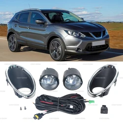 Car Front Fog Lights Set With Wire & Switch Daytime Runing Light Driving Lamp For Nissan Qashqai J11 2014 2015 2016 2017