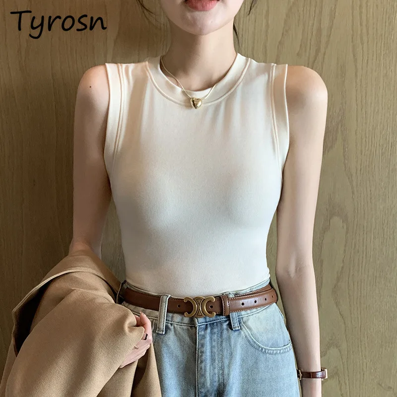 Camis Women Wide Shoulder Solid Soft Simple Chic All-match Temperament Design Streetwear Office Lady Fresh Korean Style Summer