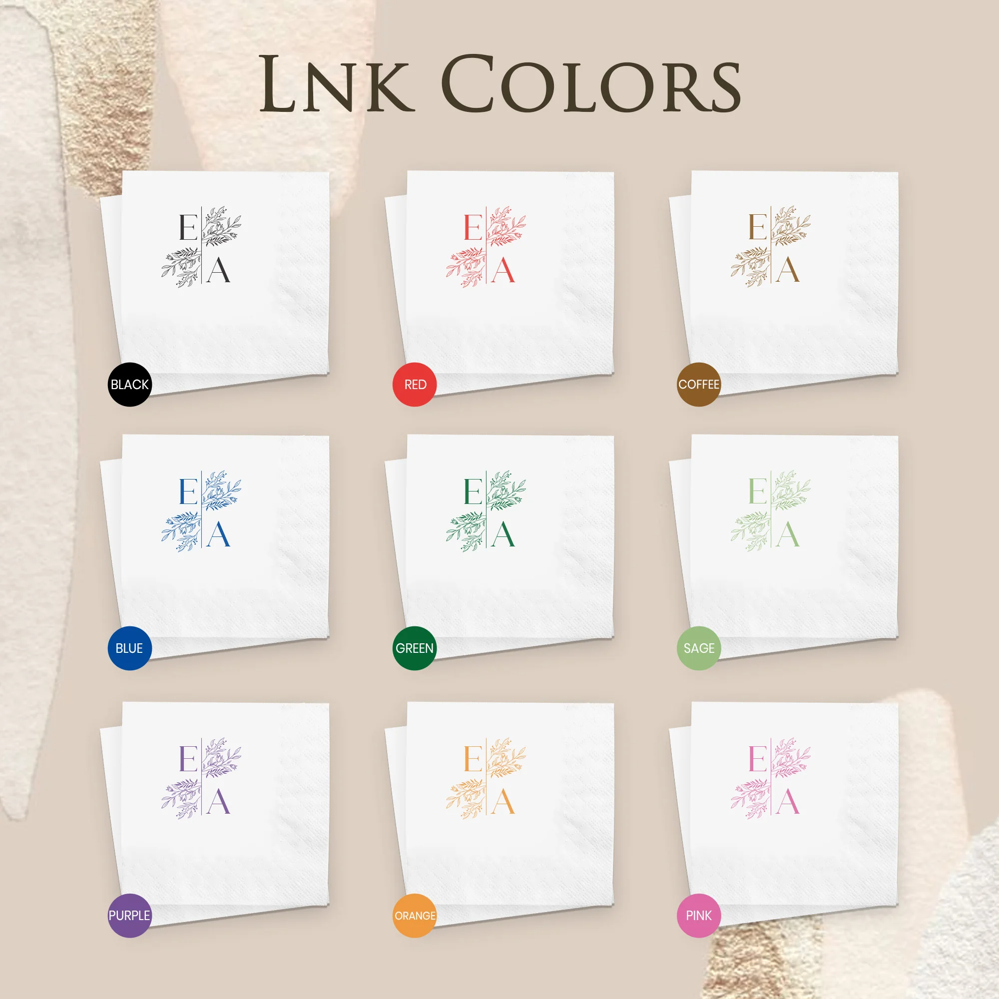 Personalisierte Servietten, 3-lagige, individuell gestaltete Cocktail-Servietten, Monogramm-Einweg-Papierservietten für Hochzeiten, Junggesellinnenabschiede und Brautparty-Dekorationen. – Detail 3