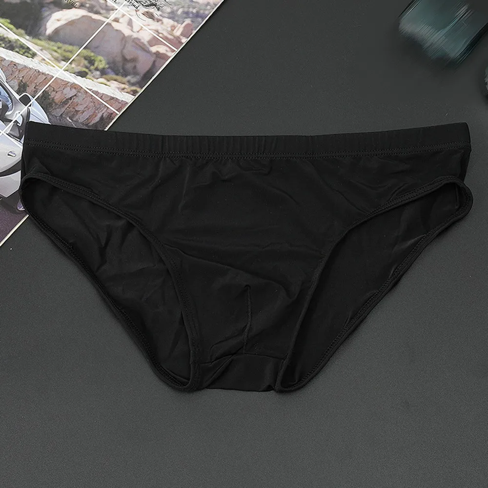 Mens Briefs Seamless Ice Silk Breathable Transparent Ultra Thin Underpant Sexy Men Pantie Elastic Underwear Bottom Shorts Pants